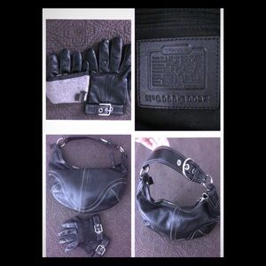 Leather gloves and bag